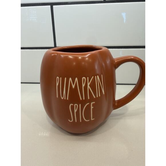 Rae Dunn Other - New 2023 RAE DUNN fall “PUMPKIN SPICE” Mug Pumpkin‎ Shape Burnt Orange 🎃